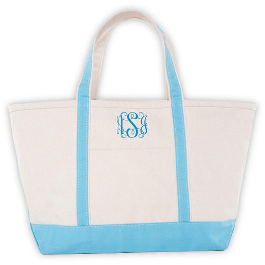 Personalized Baby Blue Large Boat Tote